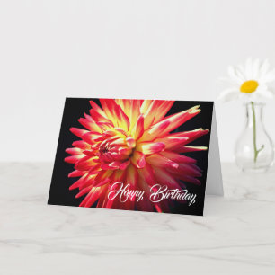 Lebhafter Red Dahlia Blume Geburtstag Karte