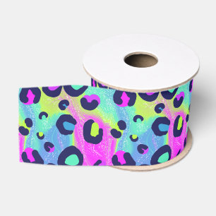 Lebhafter Regenbogen-Chetah-Druck Ripsband