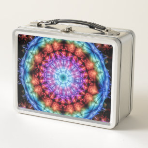 Lebhafter Regenbogen Kaleidoskop Farbenfroh Mandal Metall Brotdose