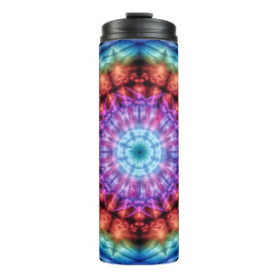 Lebhafter Regenbogen Kaleidoskop Farbenfroh Mandal Thermosbecher