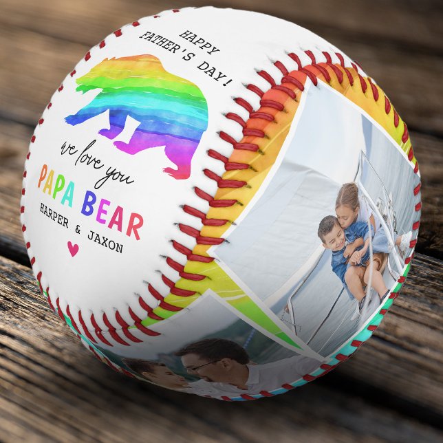 Lebhafter Regenbogen Papa Bären Vater Geschenk Baseball (Von Creator hochgeladen)