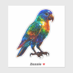 Lebhafter Regenbogen Papagei Art - Farbenfrohe Gla Aufkleber