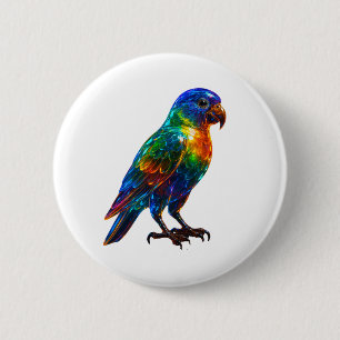 Lebhafter Regenbogen Papagei Art - Farbenfrohe Gla Button