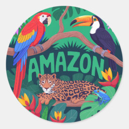 Lebhafter Regenwald des Amazonas zurück zu Schulau Runder Aufkleber