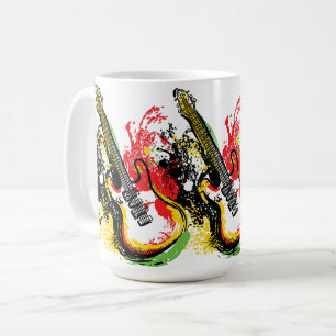 Lebhafter Retro Groove: Electric Guitar Splash Kaffeetasse