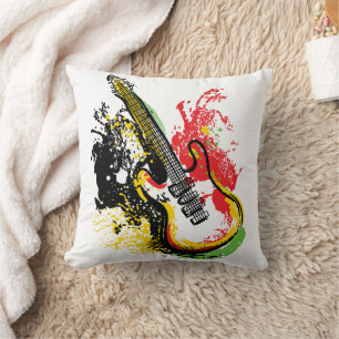 Lebhafter Retro Groove: Electric Guitar Splash Kissen