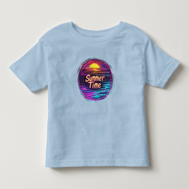 Lebhafter Retro "Summer Time" Sonnenuntergang T -  Kleinkind T-shirt (Vorderseite)