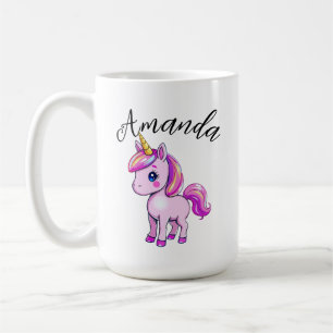 Lebhafter Rosa Einhorn Girl Name Kaffeetasse