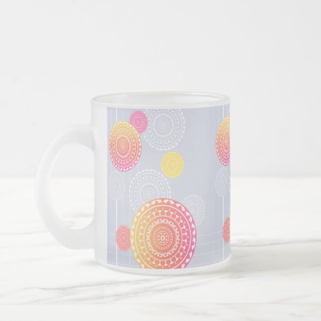 Lebhafter rosa Gelber Random Mandala Mattglastasse (Links)
