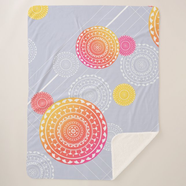 Lebhafter rosa Gelber Random Mandala Sherpadecke (Vorderseite)