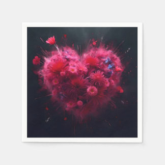 Lebhafter rosa Herzschlag Serviette