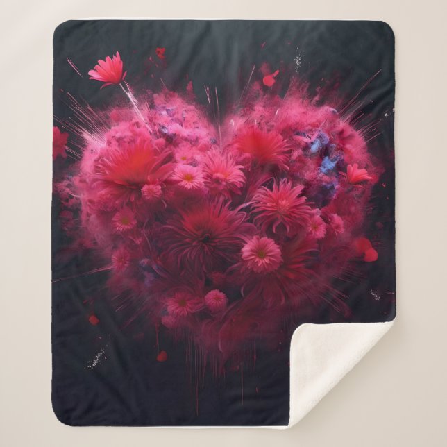 Lebhafter rosa Herzschlag Sherpadecke (Vorderseite)