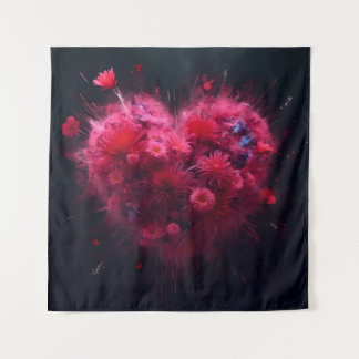 Lebhafter rosa Herzschlag Wandteppich