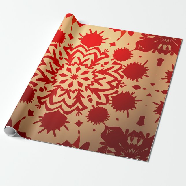 Lebhafter Roter Blumenburst Geschenkpapier (Ungerollt)