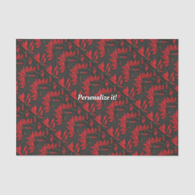 Lebhafter roter Cyclamen auf schwarzem Hintergrund Seidenpapier (Vorderseite)