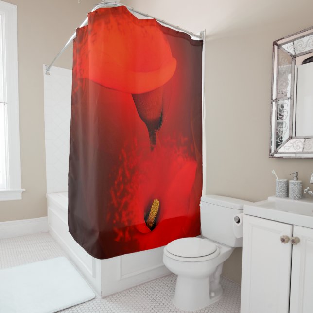 Lebhafter Roter Scatter-Effekt der Calla Lily Duschvorhang (Beispiel)