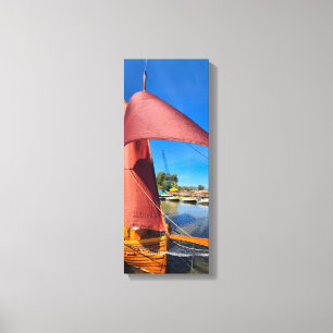 Lebhafter Roter Segel Sailboat Nautical Marina Leinwanddruck