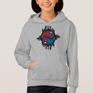 Lebhafter Roter und Blauer Gift Dart Frog Yin Yang Hoodie