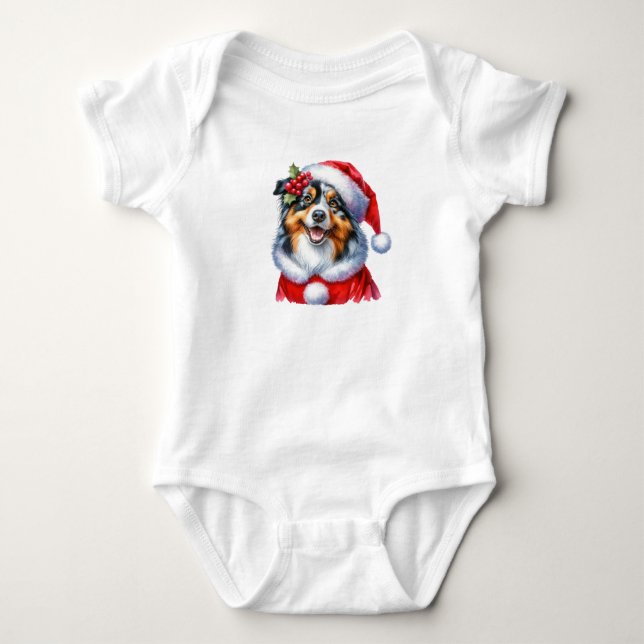 Lebhafter Santa Dog Baby Strampler (Vorderseite)