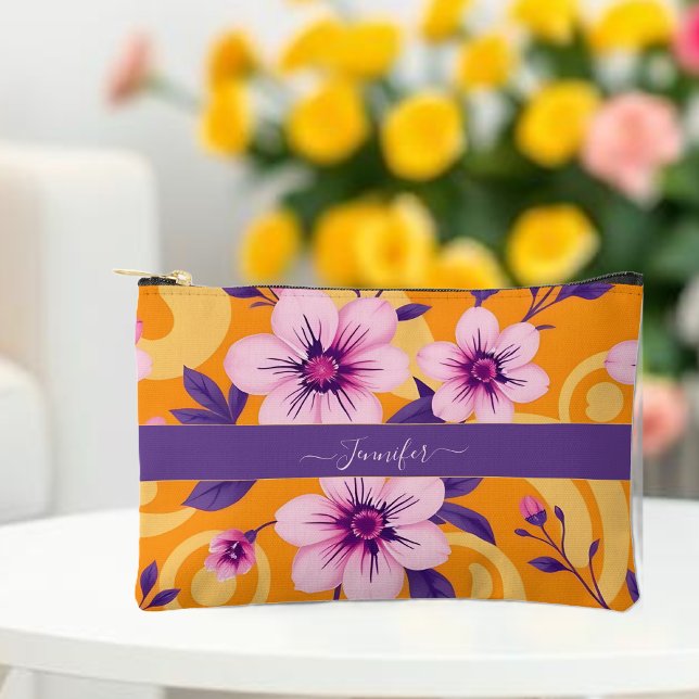 Lebhafter Sommer-Blumendopamin-Stil- Zubehörtasche (Vibrant Summer Floral-Dopamine Style- Personalized Accessory Pouch)
