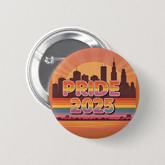 Lebhafter Sonnenuntergang - Stadtbezirk 2025 Button (Vorne & Hinten)