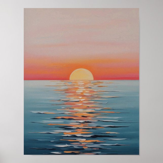 Lebhafter Sonnenuntergang über ruhigen Gewässern Poster (Vorne)