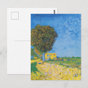 Lebhafter sonniger Weg & Gelbes Haus von Van Gogh Postkarte