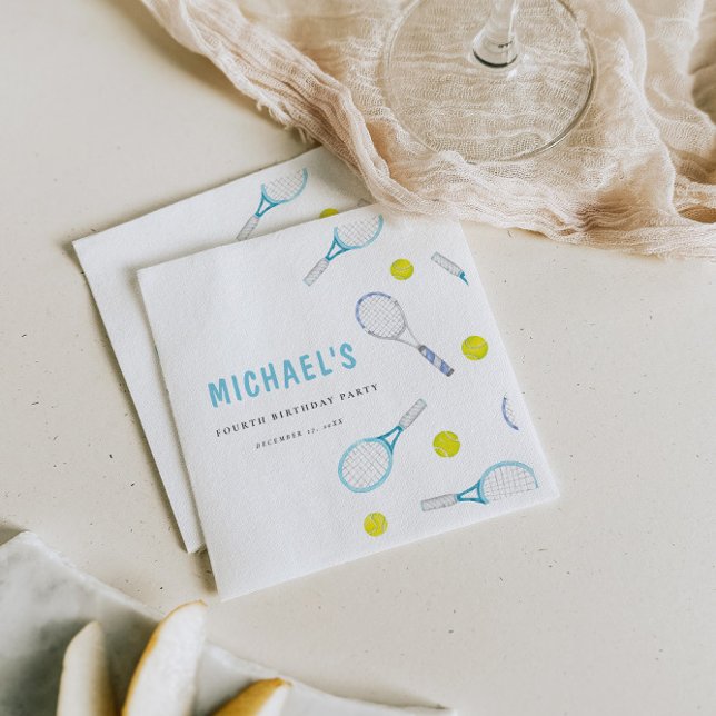Lebhafter Spaß Tennis Geburtstagspapier Napkin Serviette (Von Creator hochgeladen)