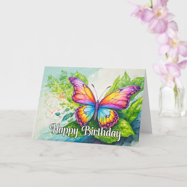 Lebhafter Springtime Butterfly zum Geburtstag Karte (Orchidee)
