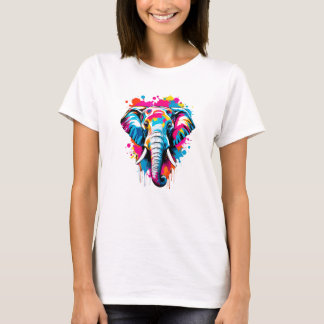Lebhafter Spritzer Elefant Pop Kunst, Kultur und K T-Shirt