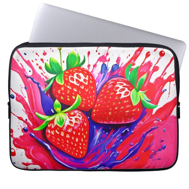 Lebhafter Strawberry Splash Laptopschutzhülle (Vorderseite)