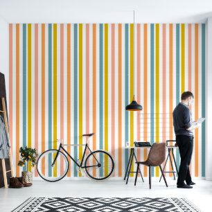 Lebhafter Streifen Design Rosa und blauer Ballon Tapete