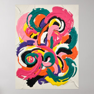 Lebhafter Swirl Impasto - Abstrakte Farbigkeit Poster