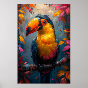 Lebhafter Toukan, der an der Ölgemäldestelle des Z Poster