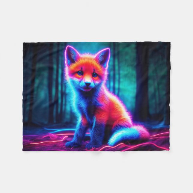 Lebhafter träumartiger Fuchs mit elektrischen Farb Fleecedecke (Vorderseite (Horizontal))