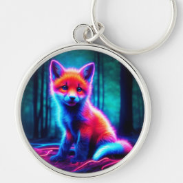 Lebhafter träumartiger Fuchs mit elektrischen Farb Schlüsselanhänger