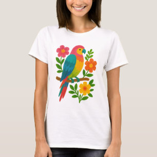 Lebhafter tropischer Papagei farbenfroher Sommervo T-Shirt