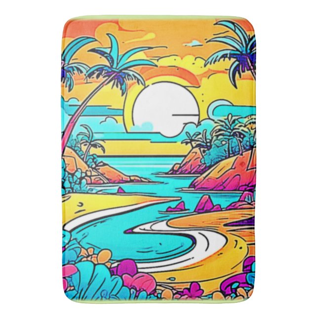 Lebhafter tropischer Sonnenuntergang Badematte (Vorderseite Vertikal)