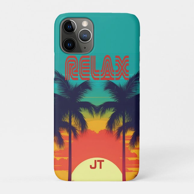Lebhafter tropischer Sonnenuntergang Retro-80er Case-Mate iPhone Hülle (Rückseite)