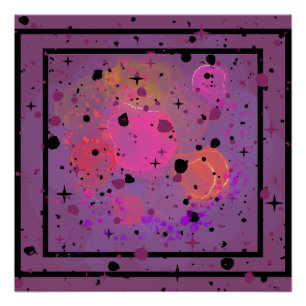Lebhafter und abstrakter Sternenrosa lila Himmel Poster