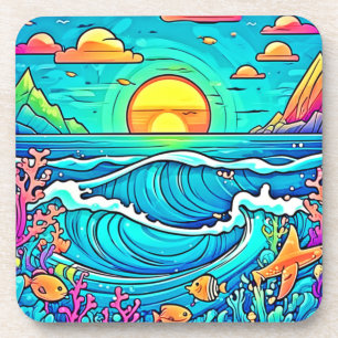 Lebhafter Unterwasser-Sonnenuntergang Getränkeuntersetzer