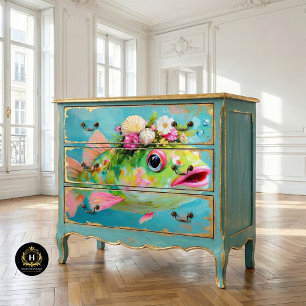 Lebhafter Vintager Blumenfisch Seidenpapier