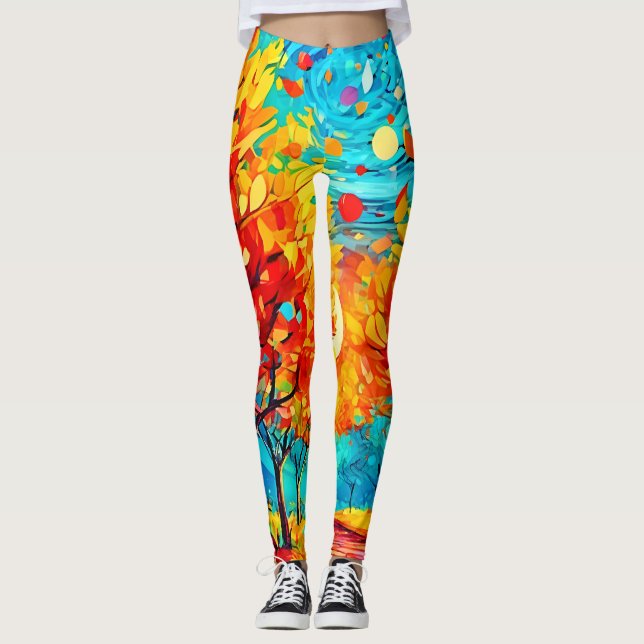 Lebhafter Waldweg zum Mond Leggings (Vorderseite)
