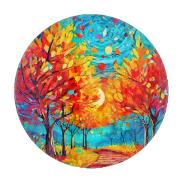 Lebhafter Waldweg zum Mond Schneidebrett