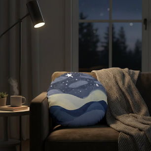 Lebhafter Watercolor Star Shinting Round Pillow Rundes Kissen