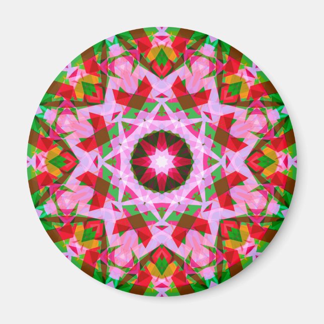 Lebhafter Weihnachten Rosa Grün Feierlicher Star Magnet (Vorne)