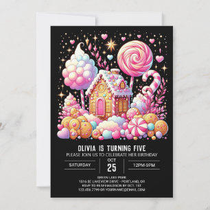 Lebhafter Whimsical Candyland Digital Geburtstag Einladung