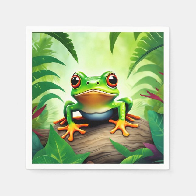 Lebhafter Wildlife Frog Serviette (Vorderseite)