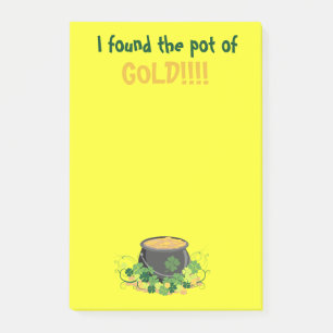 Lebhafter Yellow St. Patrick's Pot of Gold Post-it Klebezettel