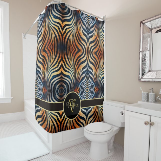 Lebhafter Zebra Print Personalisiert Duschvorhang (Beispiel)